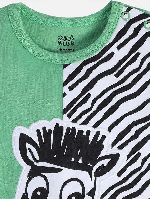 kids green printed round neck romper - 21841059 -  Standard Image - 3