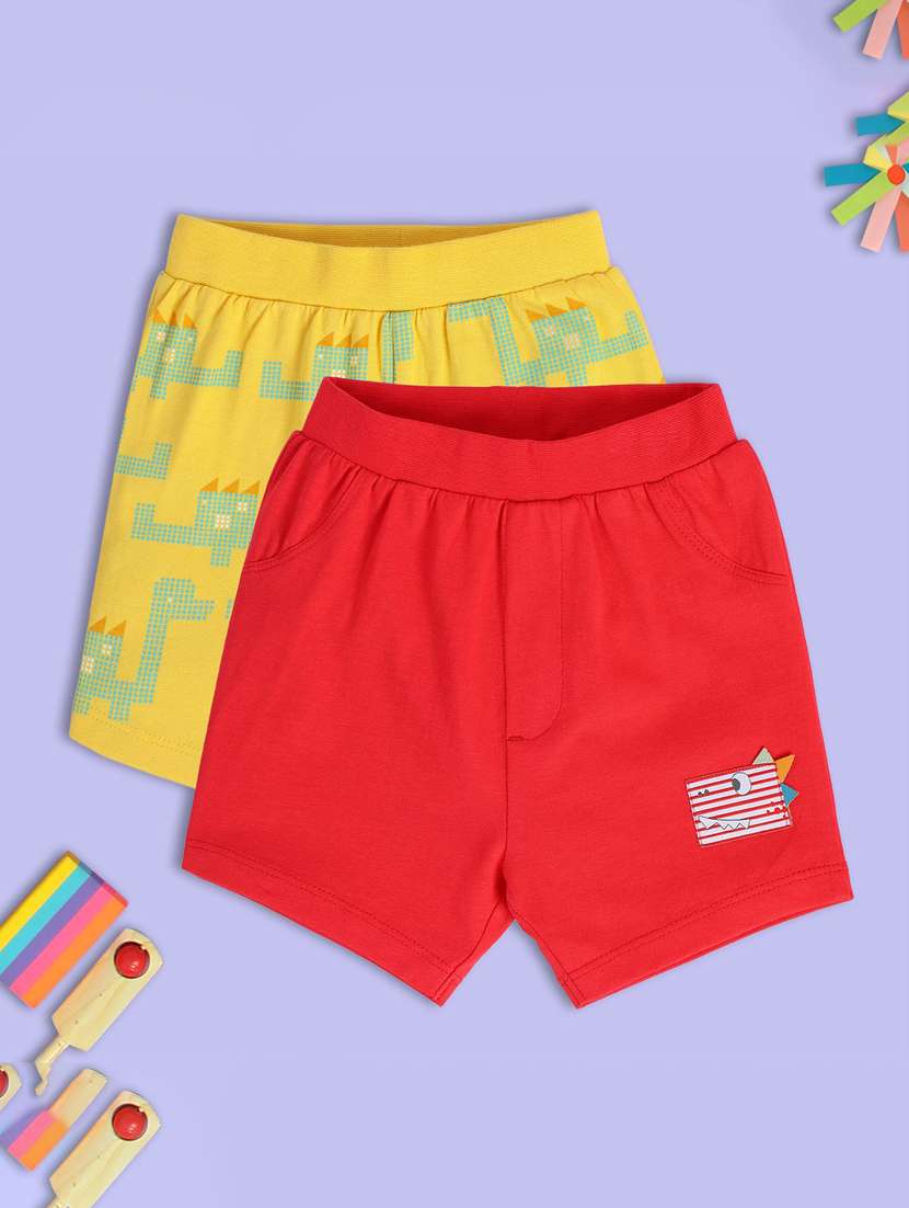 kids pack of 2 printed mid rise shorts 