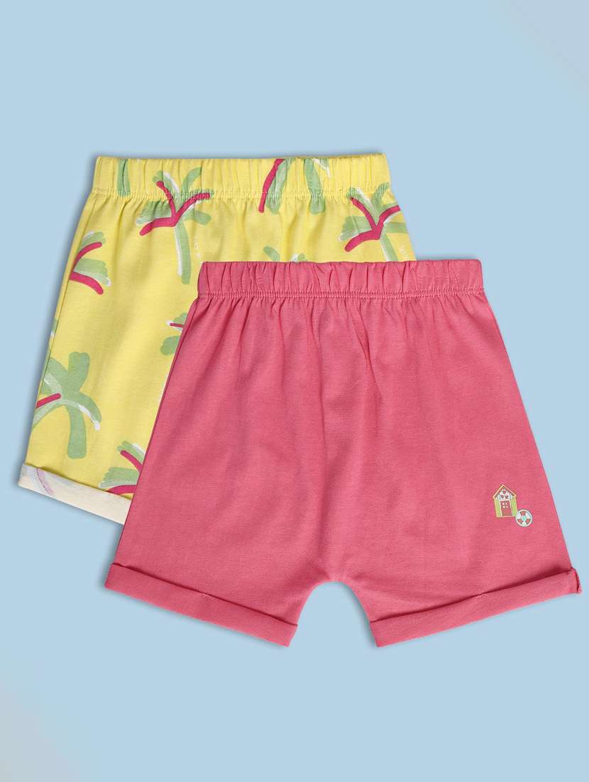 girls pack of 2 mid rise printed shorts