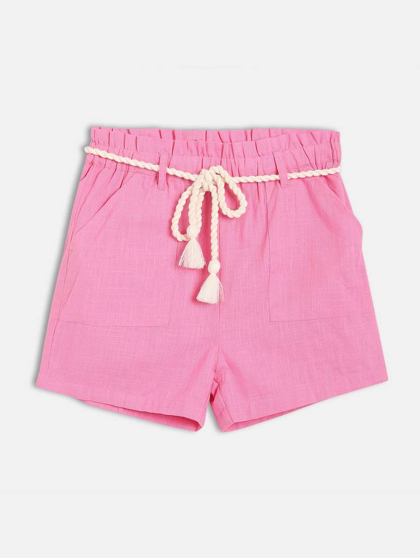 kids solid mid rise shorts 