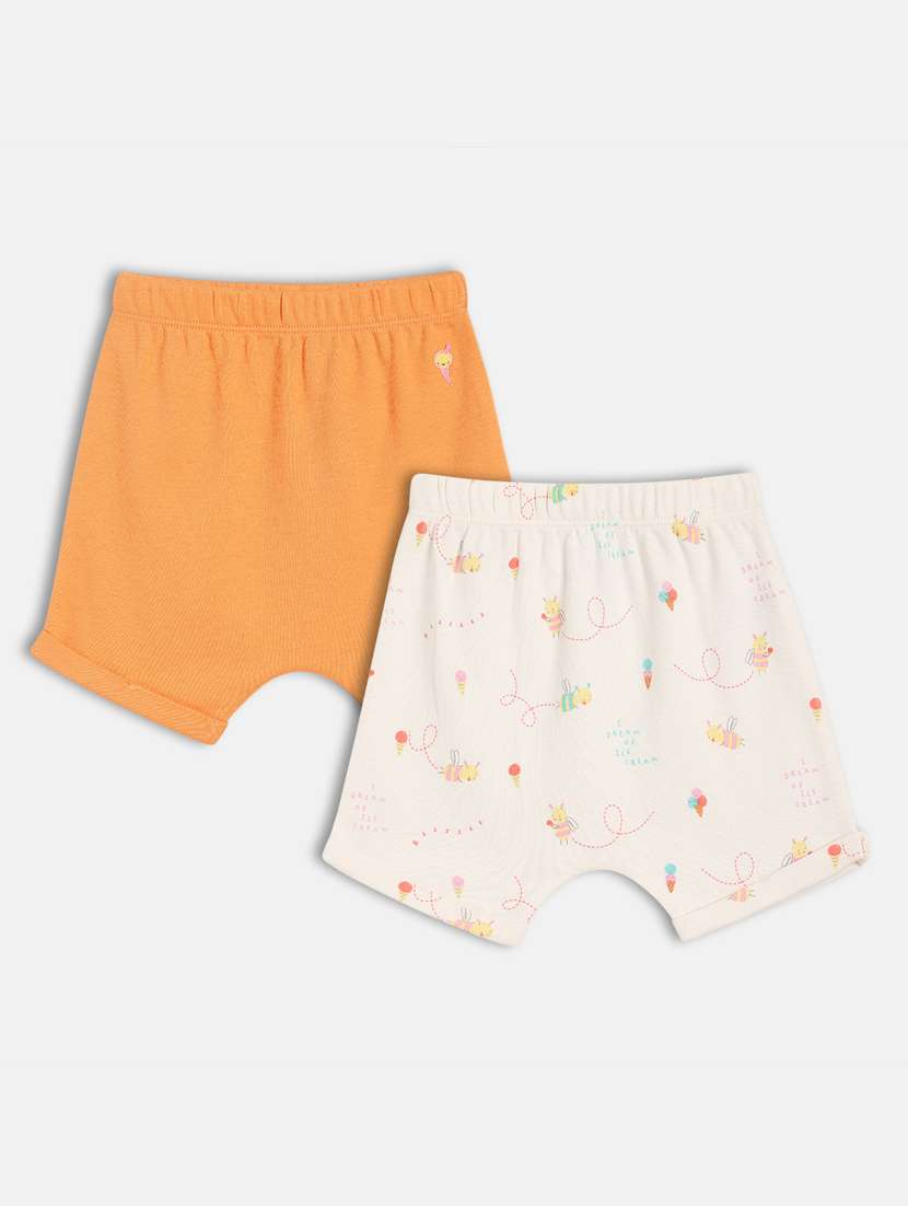 girls pack of 2 mid rise printed shorts