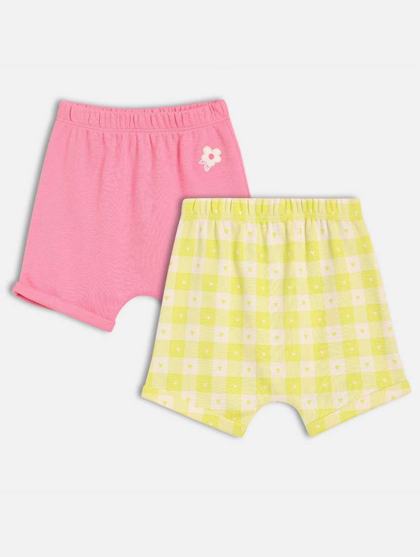 girls pack of 2 mid rise printed shorts