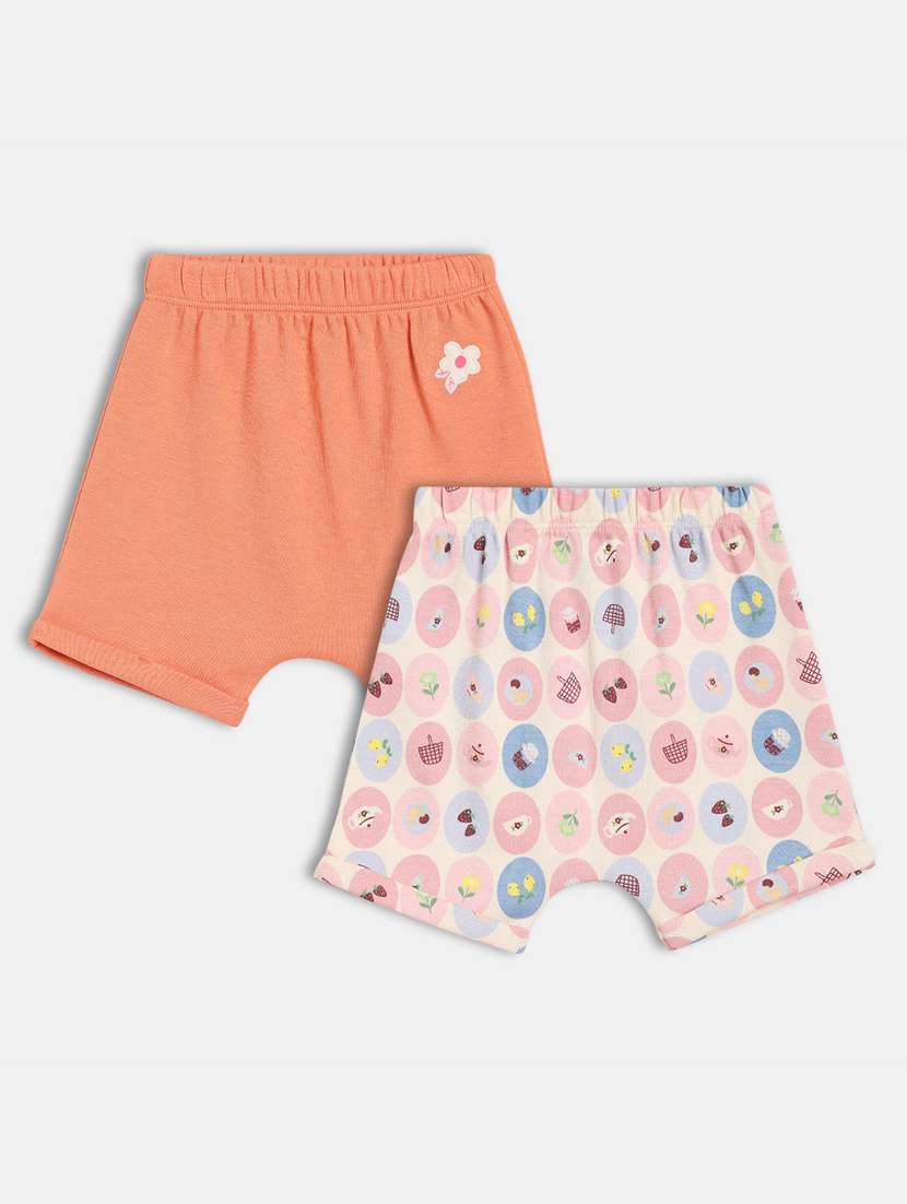 girls pack of 2 mid rise printed shorts