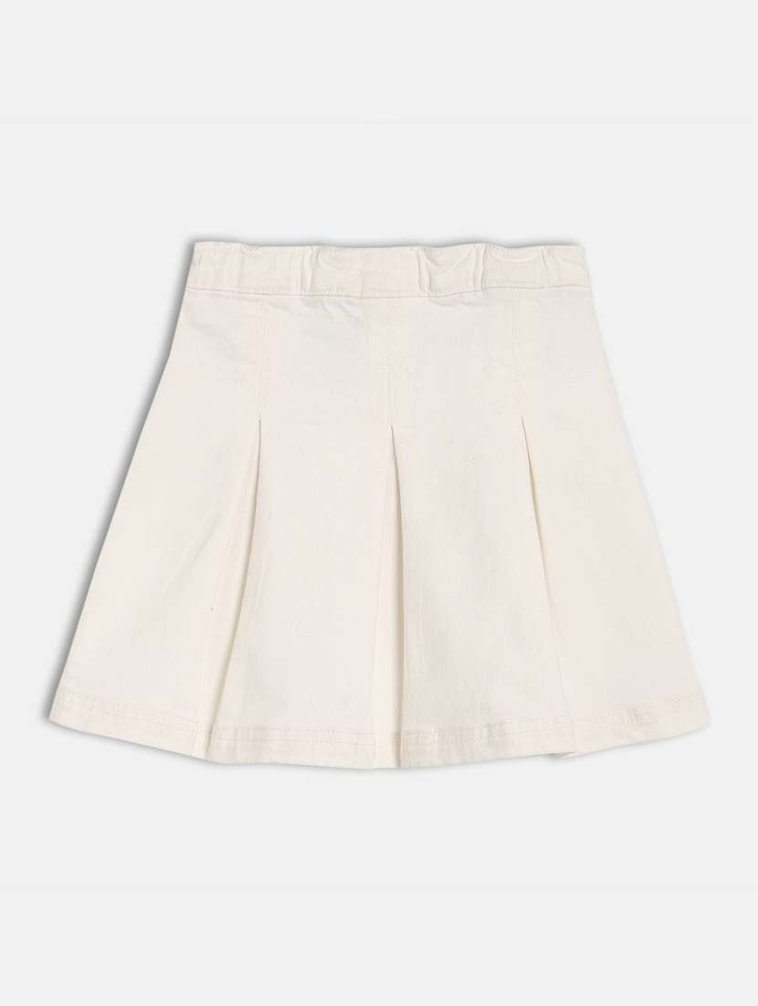 girls off white solid a-line skirt