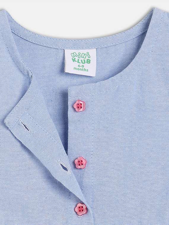 girls blue placement print round neck top - 21841165 -  Standard Image - 3