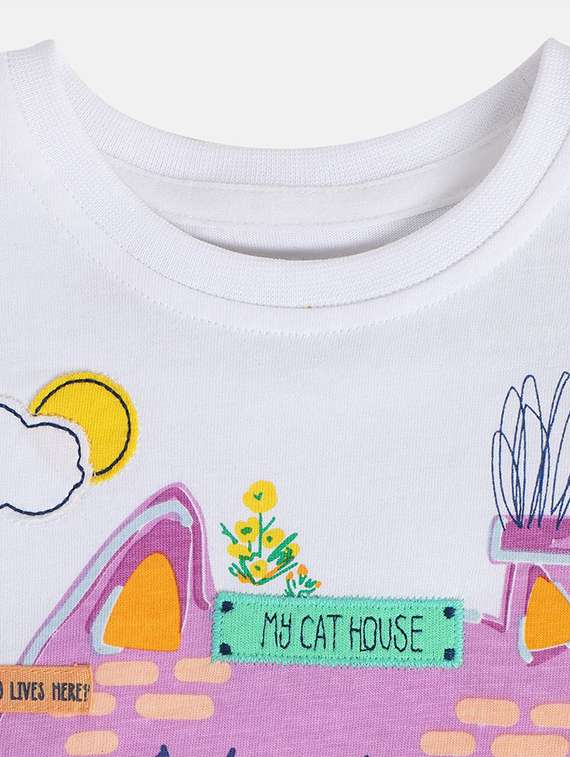 girls front print round neck t-shirt - 21841183 -  Standard Image - 3