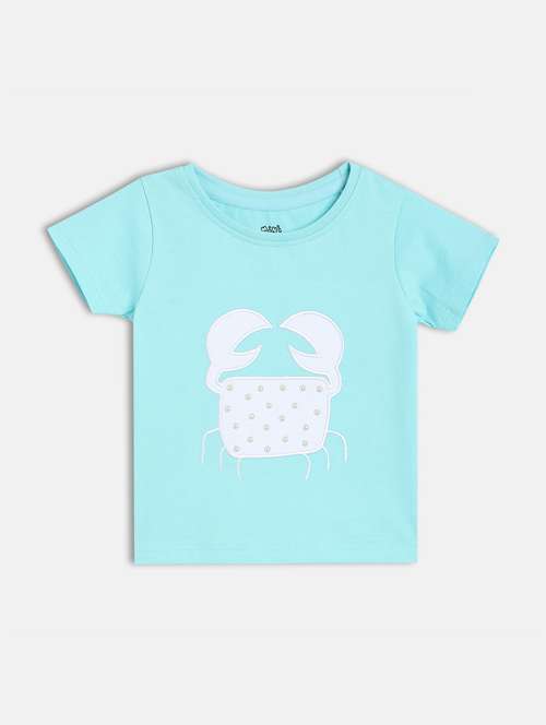 girls front print round neck t-shirt - 21841192 -  Standard Image - 0