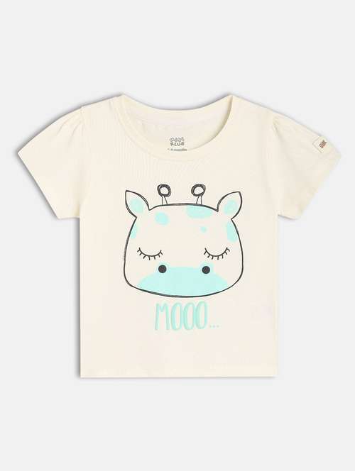 girls front print round neck t-shirt - 21841196 -  Standard Image - 0