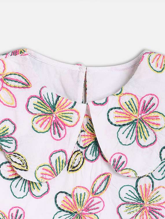 girls white floral short sleeve top - 21841199 -  Standard Image - 3