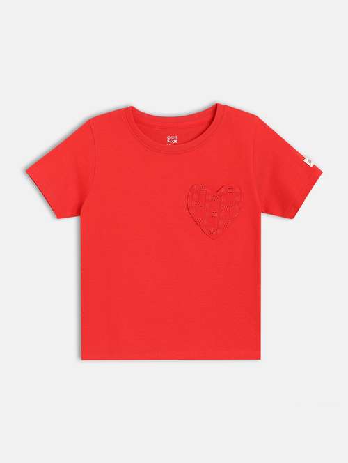 girls red solid short sleeve top - 21841200 -  Standard Image - 0
