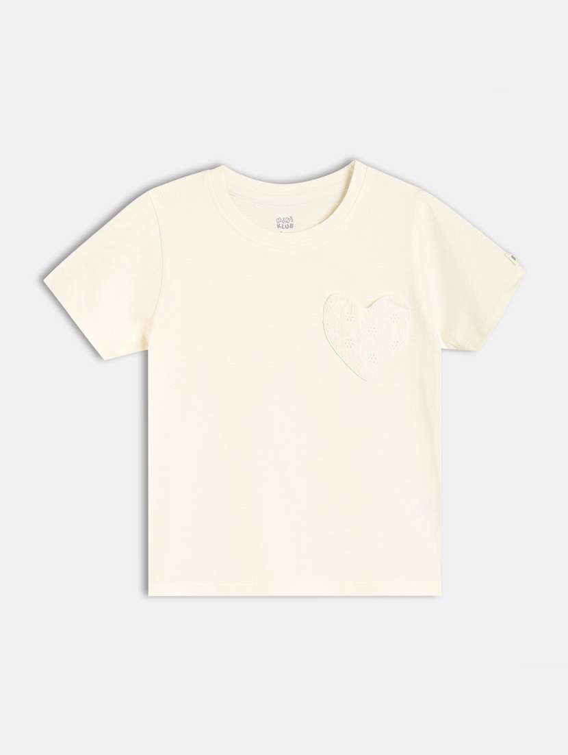 girls white solid short sleeve t-shirt