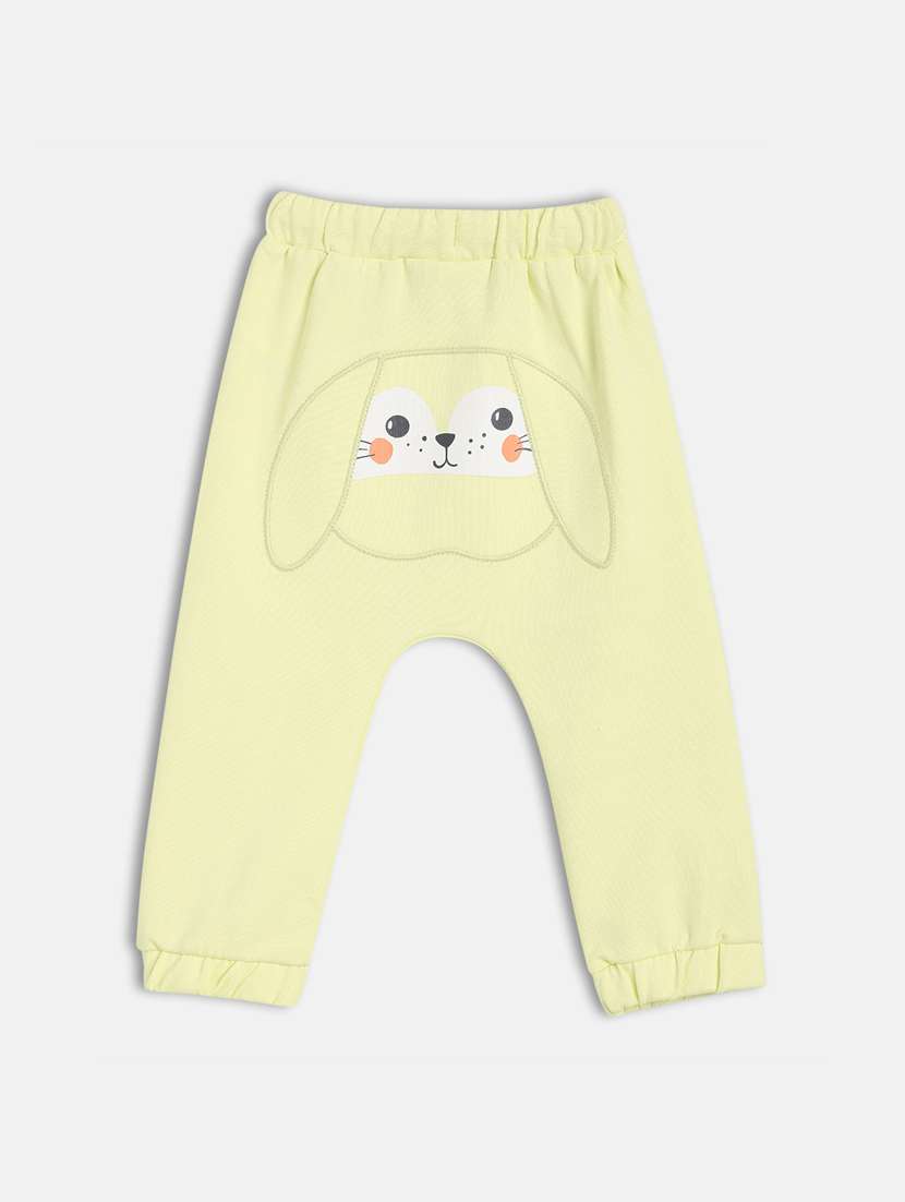 girls yellow mid rise casual jogger