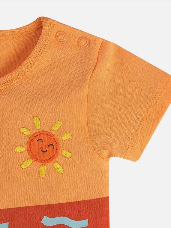 kids orange printed round neck onesies - 21841222 -  Standard Image - 3