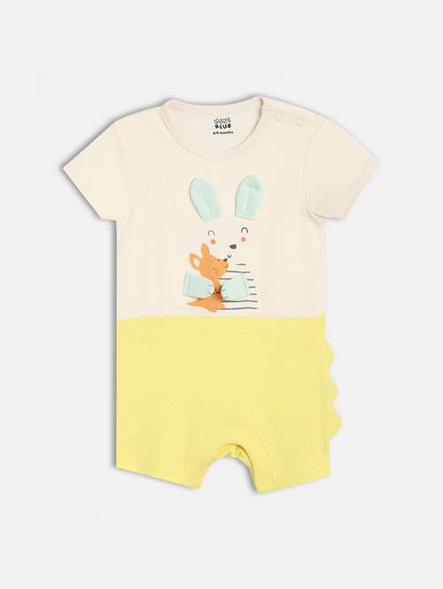 kids cream printed round neck romper - 21841250 -  Standard Image - 0