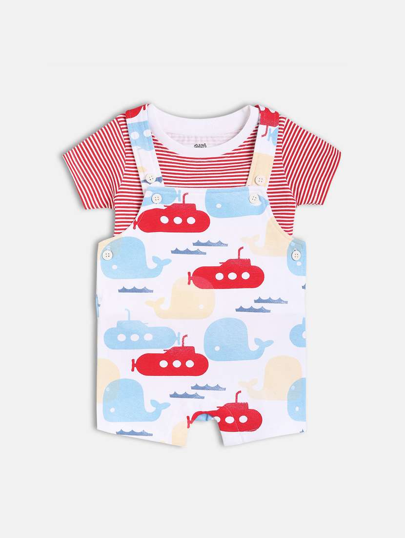 boys printed t-shirt & dungarees sets  - 21841261 -  Zoom Image - 0