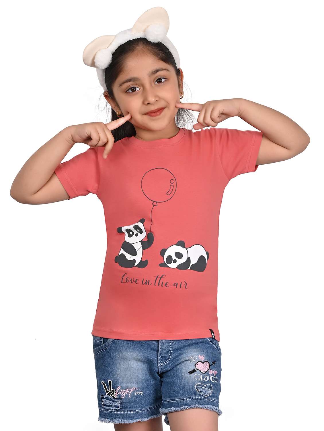 girls front print round neck tee