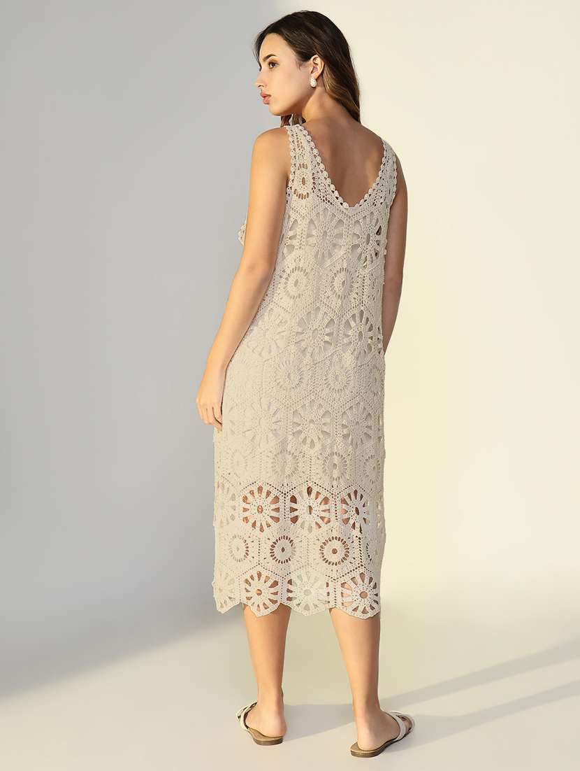 women sleeveless a-line crochet dress - 21841471 -  Standard Image - 3