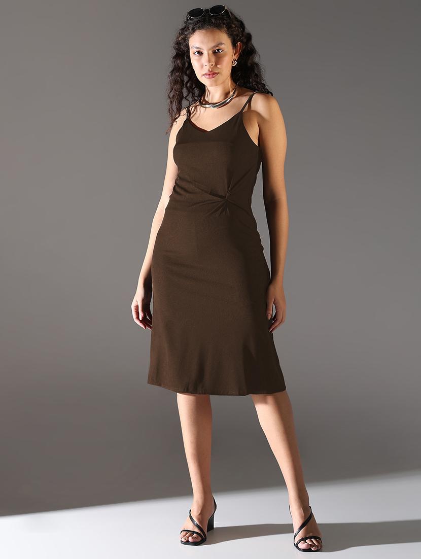 women solid shoulder strap shift dress - 21841473 - Zoom Image - 0