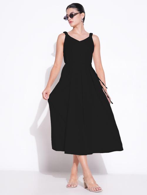 women solid sleeveless fit & flare dress - 21841474 -  Standard Image - 0