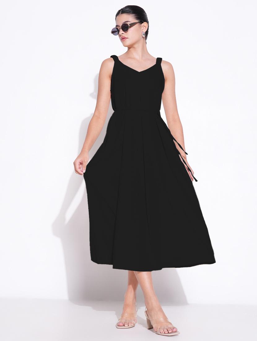 women solid sleeveless fit & flare dress - 21841474 -  Zoom Image - 0