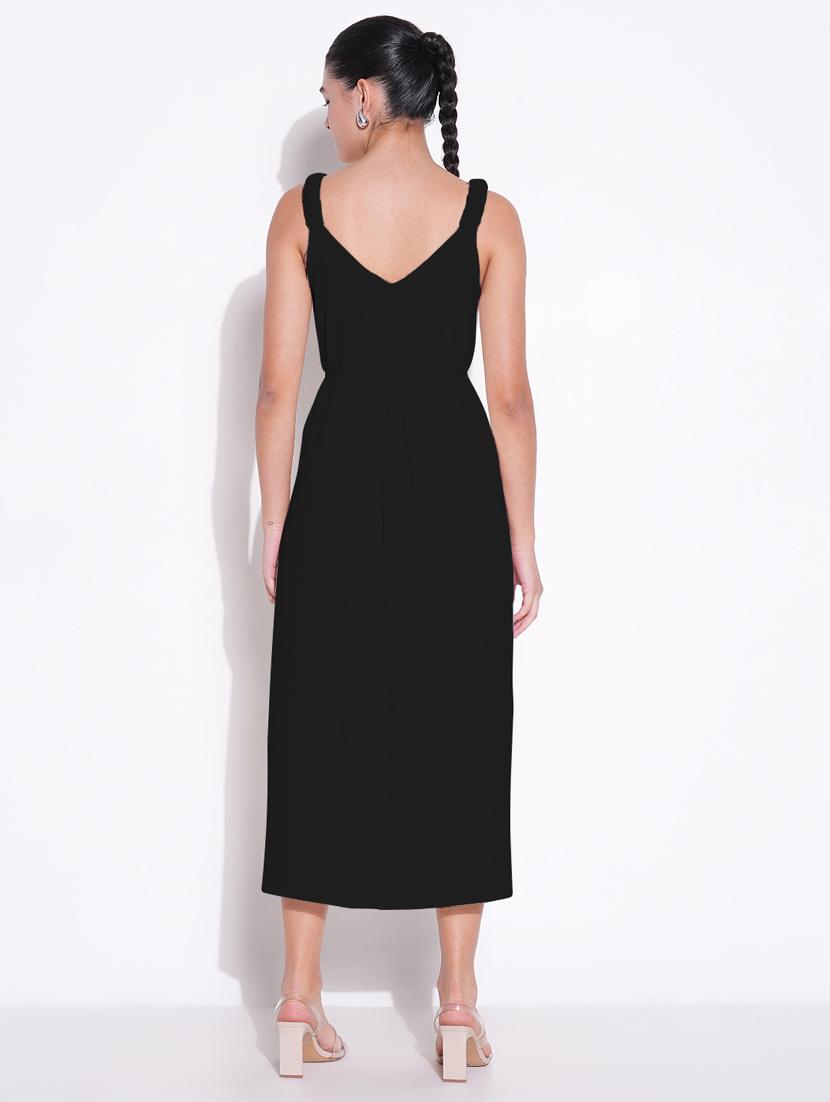 women solid sleeveless fit & flare dress - 21841474 - Standard Image - 3