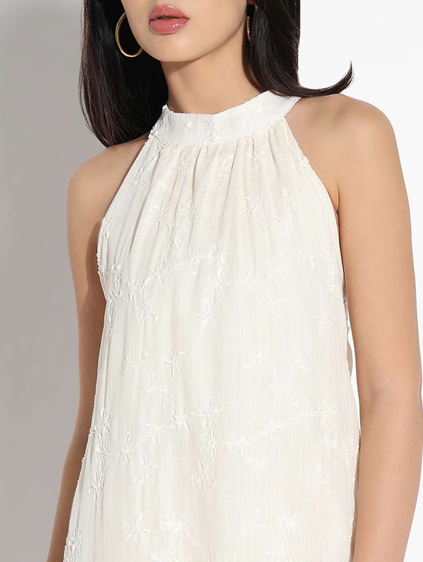 women solid halter neck tiered dress - 21841477 -  Standard Image - 5