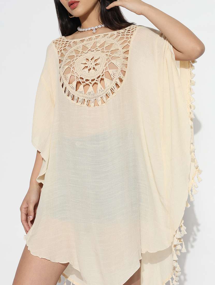 women fringed hem kaftan crochet dress - 21841483 -  Standard Image - 5