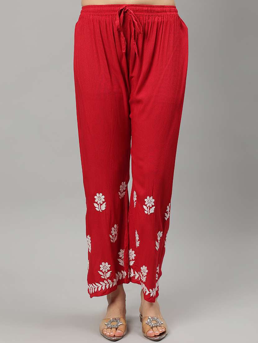 women chikankari three quarter sleeve kurta palazzo set - 21841509 -  Standard Image - 5