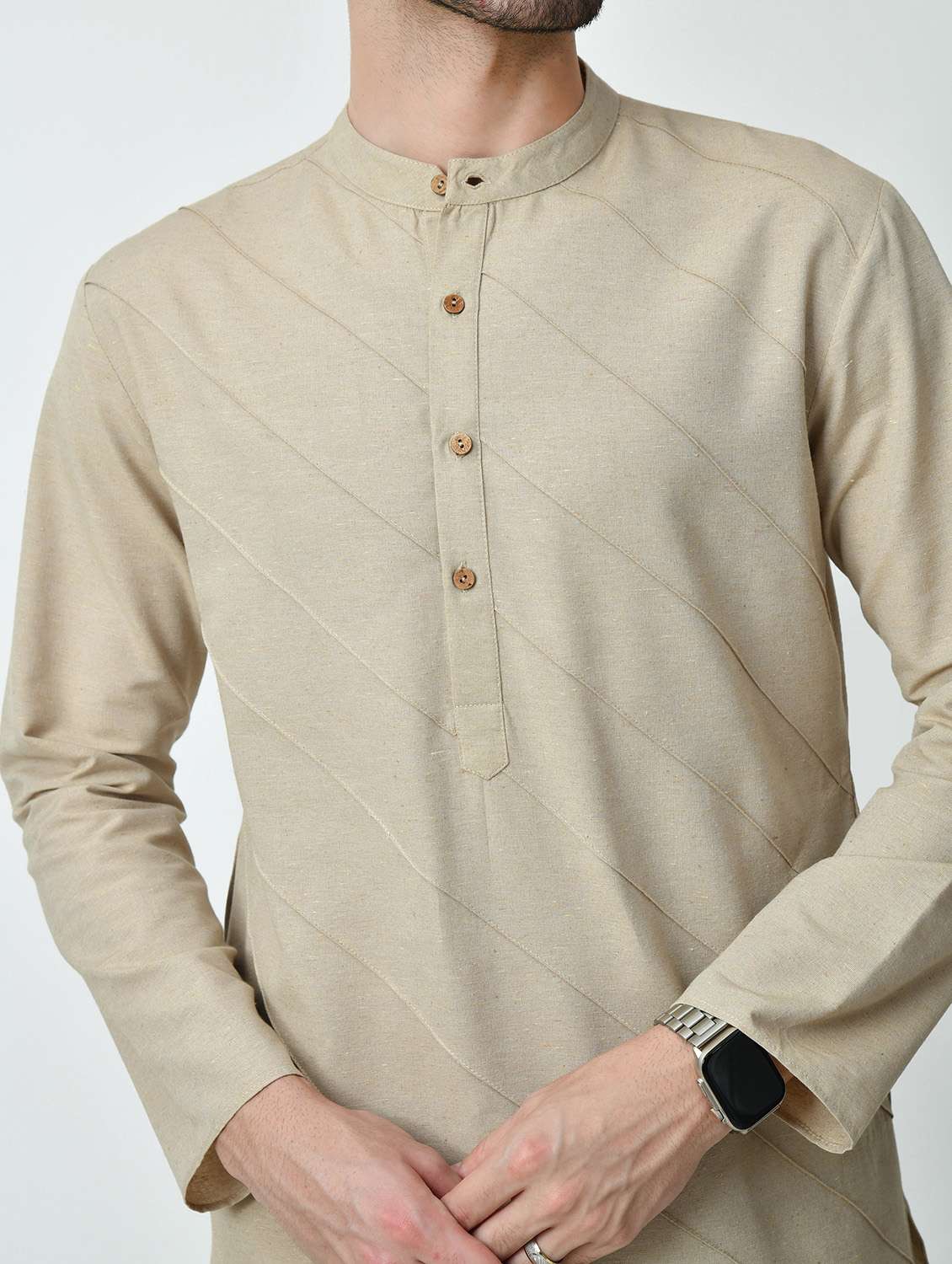 men solid mandarin neck long kurta - 21841531 -  Standard Image - 5