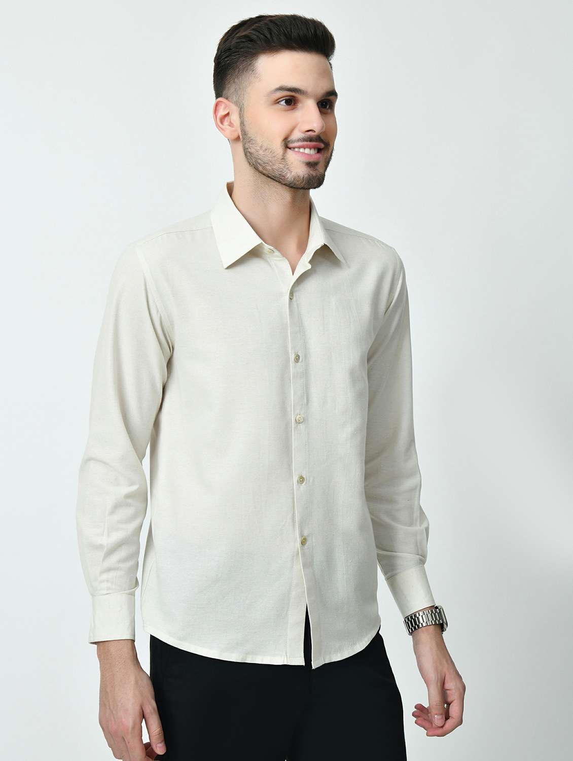 men solid long sleeve regular fit casual shirt - 21841542 - Zoom Image - 0