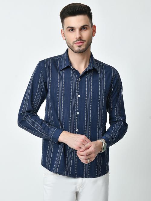 men striped long sleeve regular fit casual shirt - 21841544 - Standard Image - 0