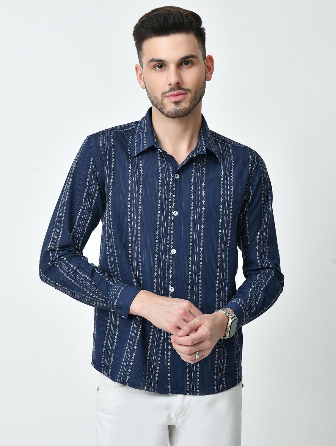 men striped long sleeve regular fit casual shirt - 21841544 - Zoom Image - 0