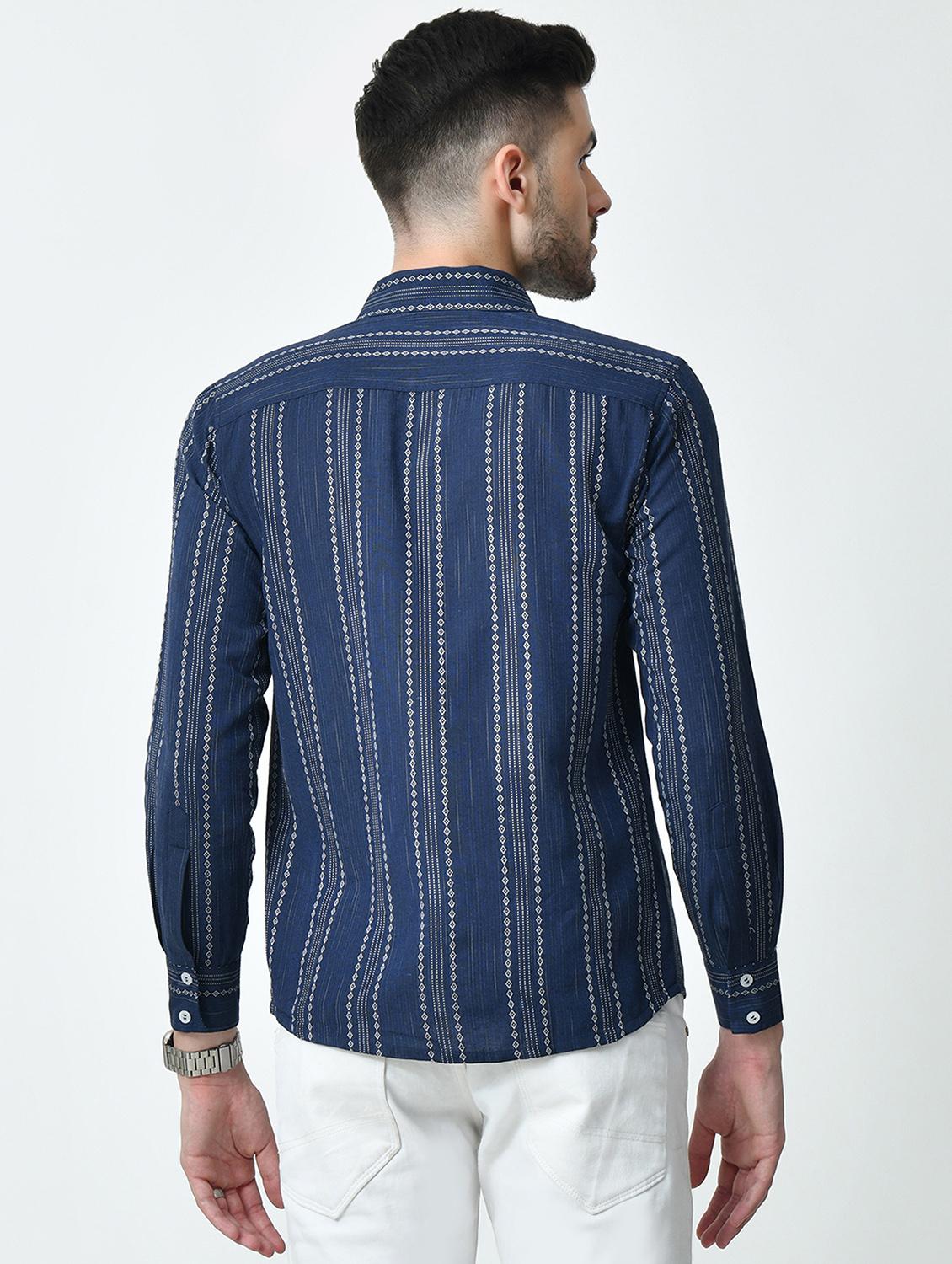 men striped long sleeve regular fit casual shirt - 21841544 - Standard Image - 3