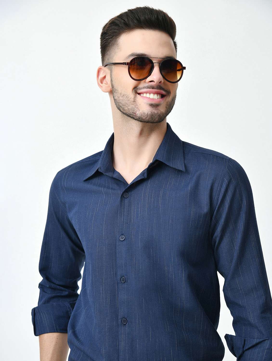 men self design long sleeve regular fit casual shirt - 21841546 -  Standard Image - 3