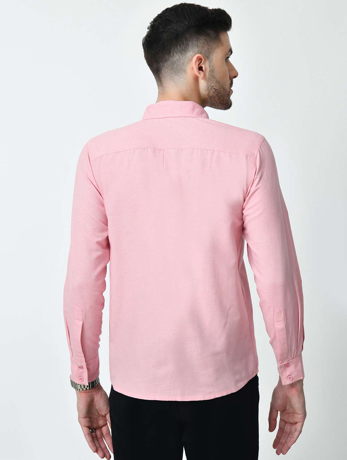 men solid long sleeve regular fit casual shirt - 21841549 -  Standard Image - 3