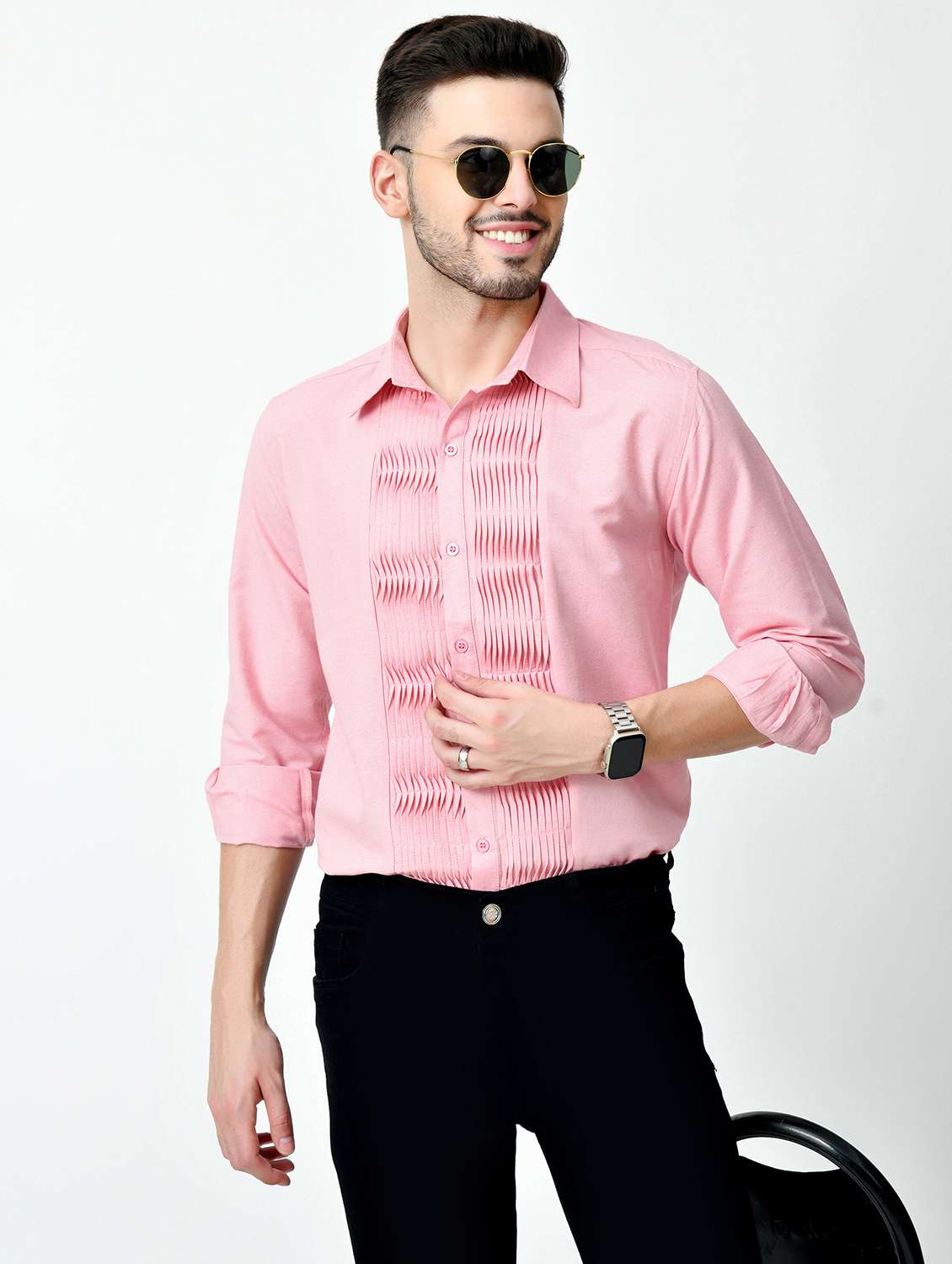 men solid long sleeve regular fit casual shirt - 21841549 -  Standard Image - 5