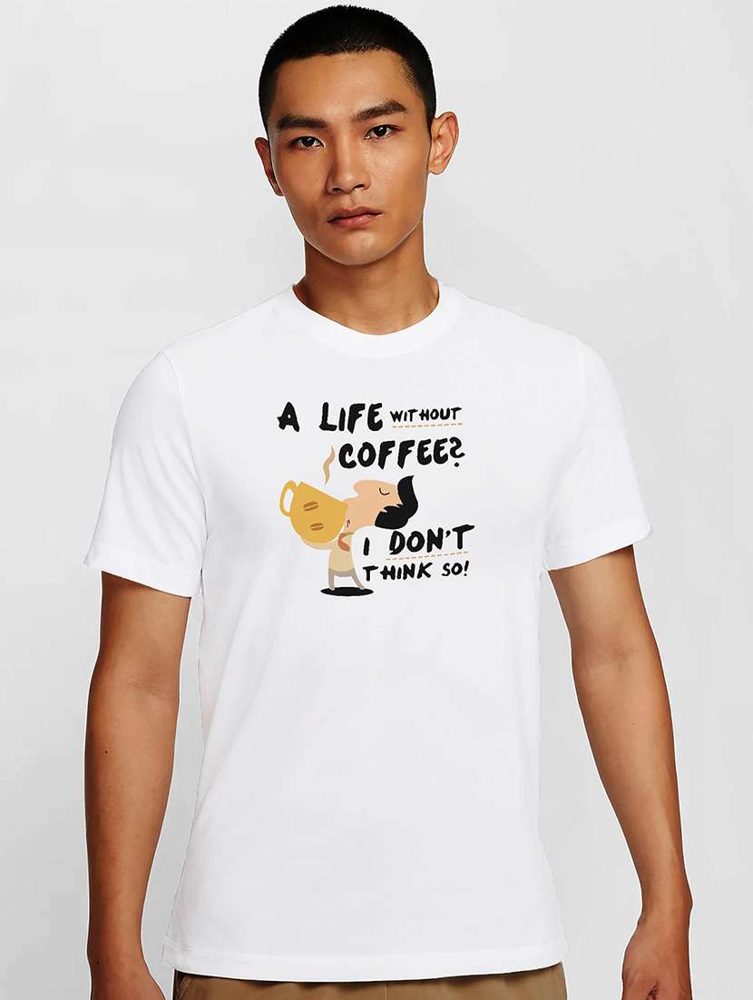 men white front print regular fit t-shirt - 21841554 -  Zoom Image - 0