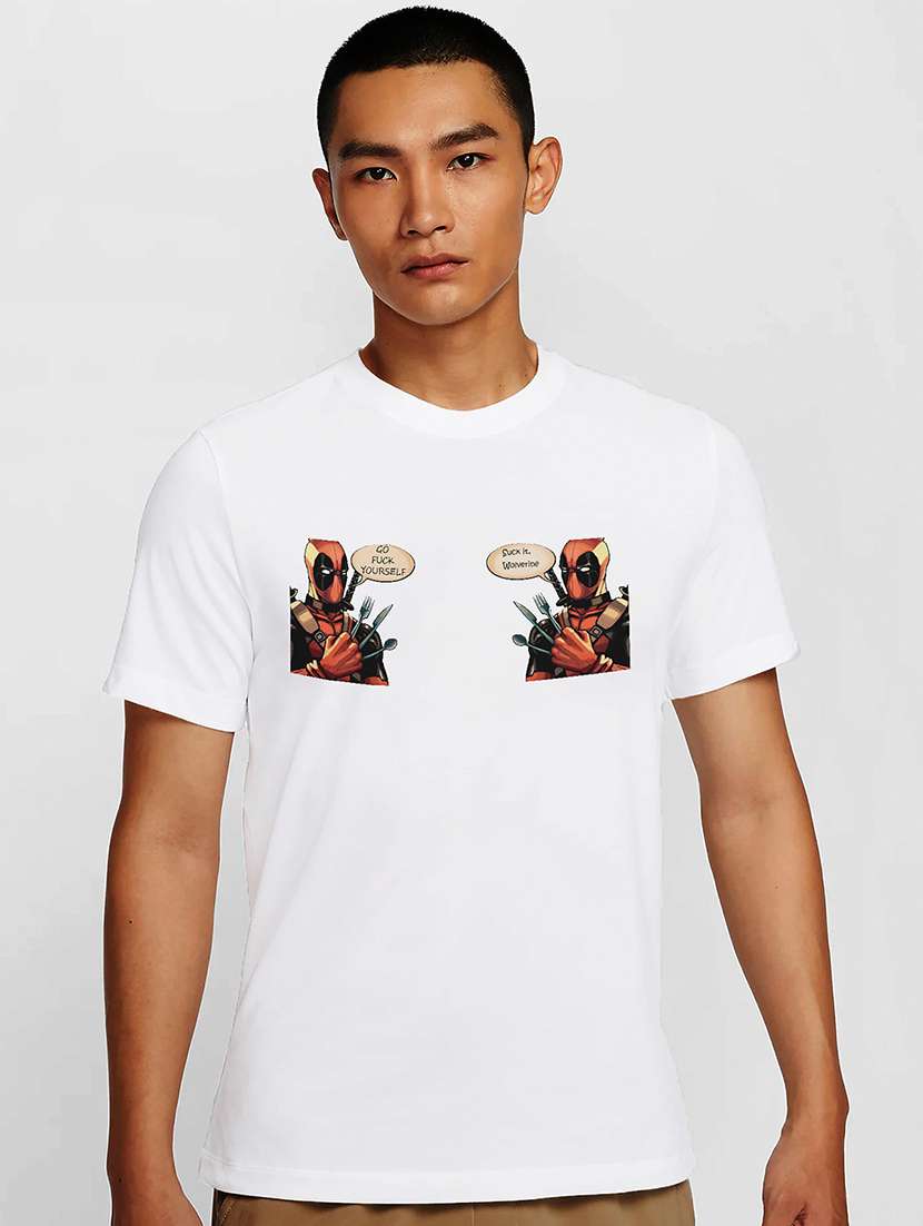 men white round neck regular fit t-shirt