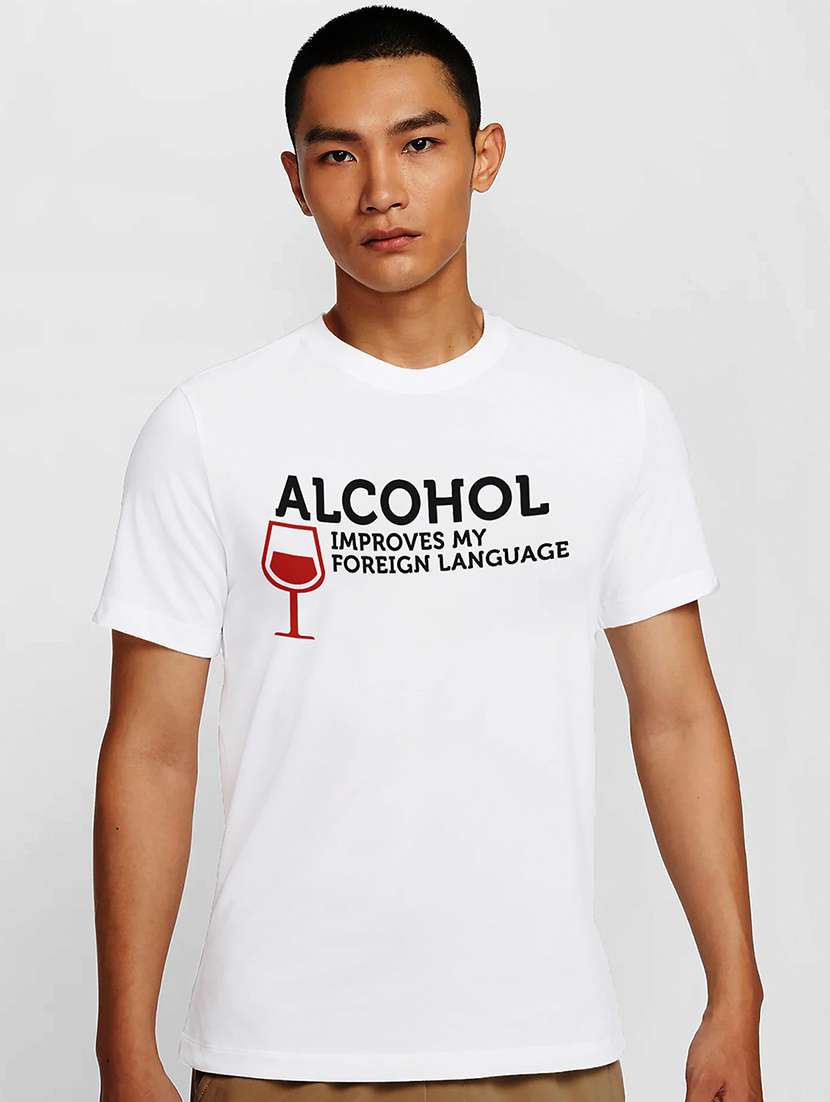 men white round neck regular fit t-shirt - 21841592 -  Zoom Image - 0