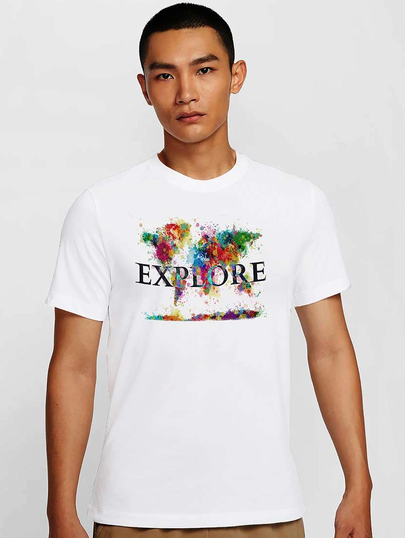 men white round neck regular fit t-shirt - 21841606 -  Zoom Image - 0