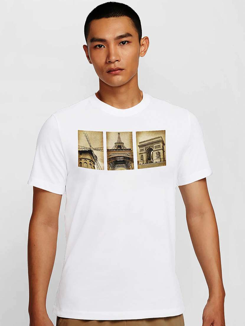 men white round neck regular fit t-shirt - 21841612 -  Zoom Image - 0