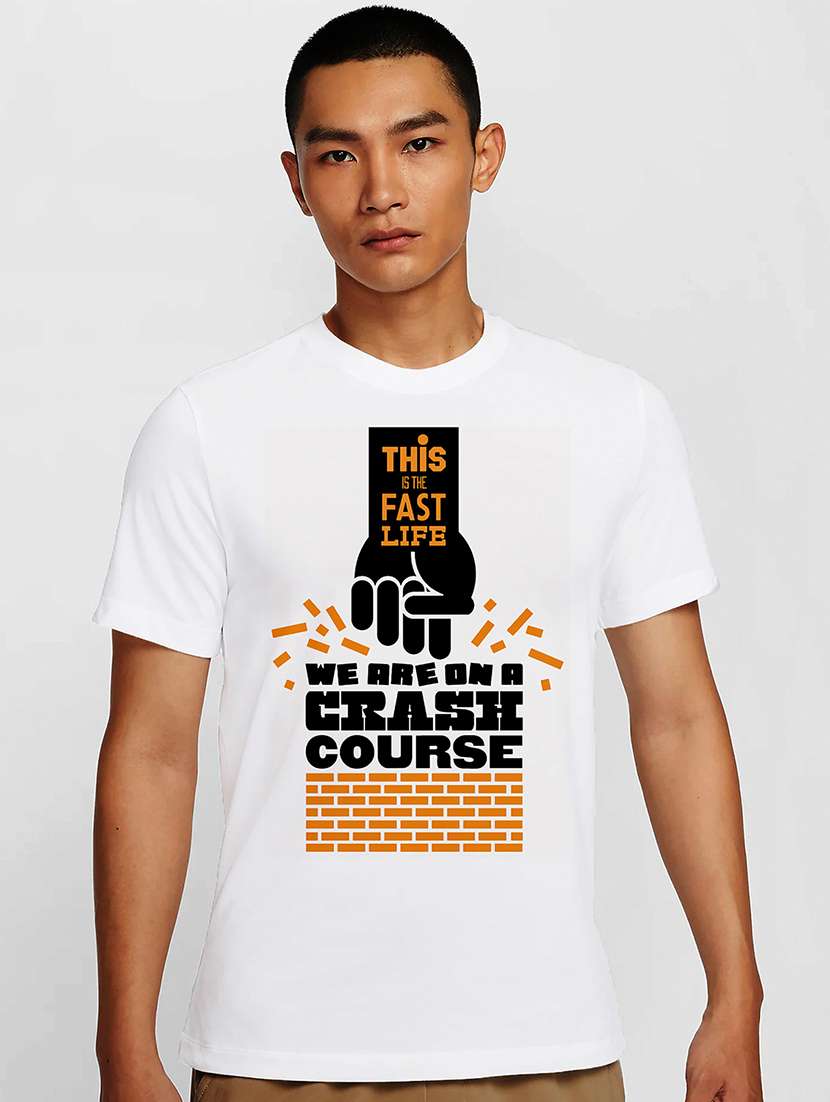 men white round neck regular fit t-shirt - 21841613 -  Zoom Image - 0