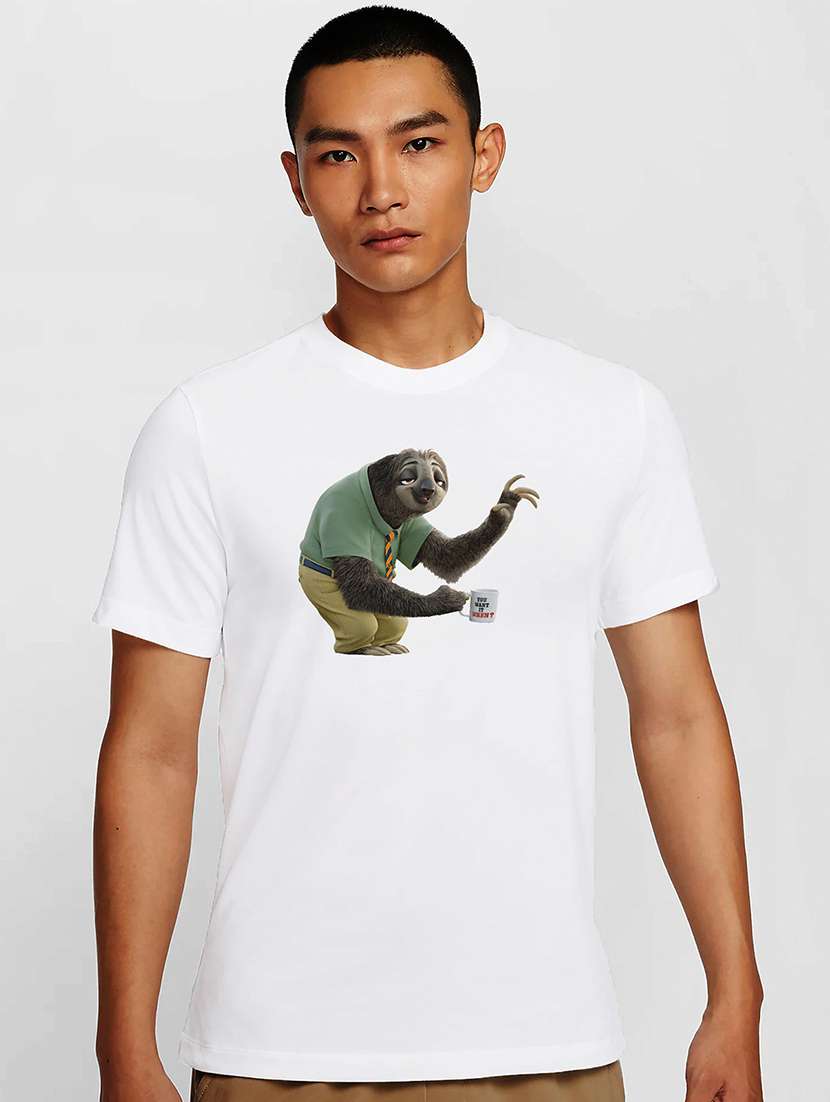 men white round neck regular fit t-shirt - 21841629 -  Zoom Image - 0