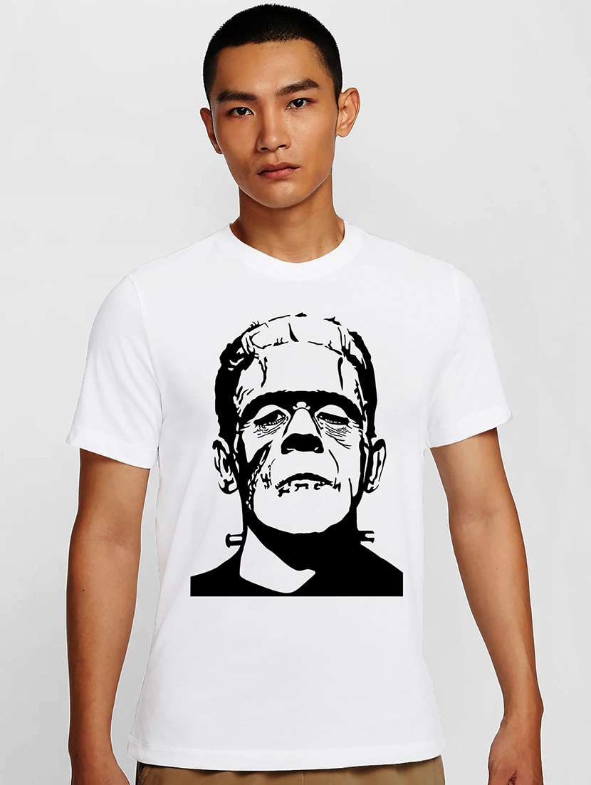 men white round neck regular fit t-shirt