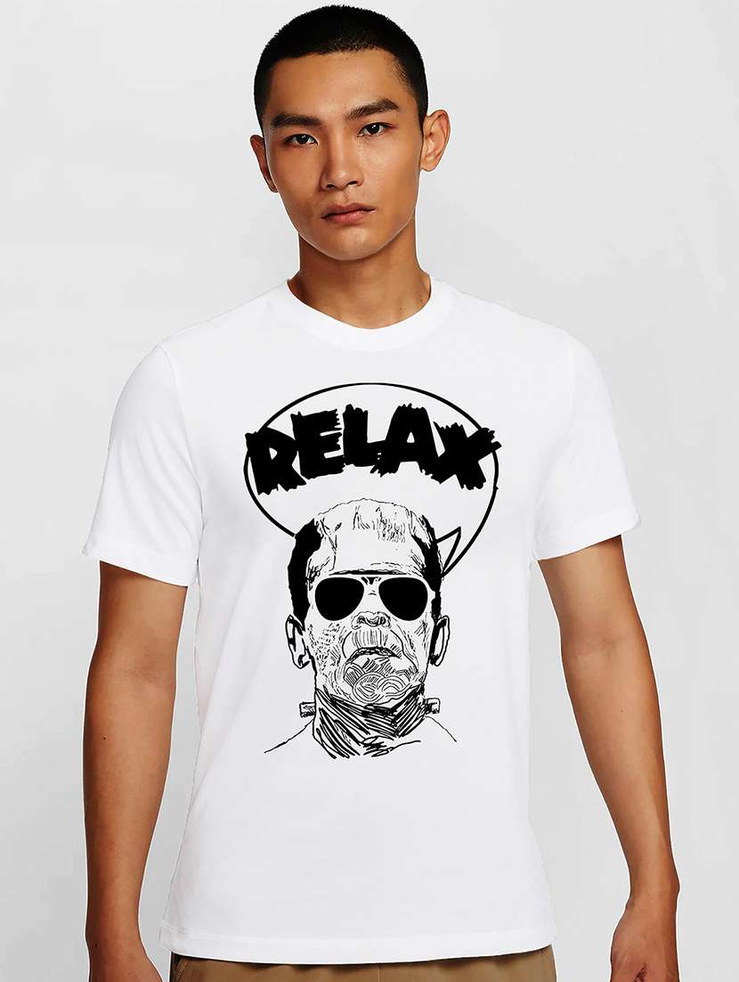 men white round neck regular fit t-shirt