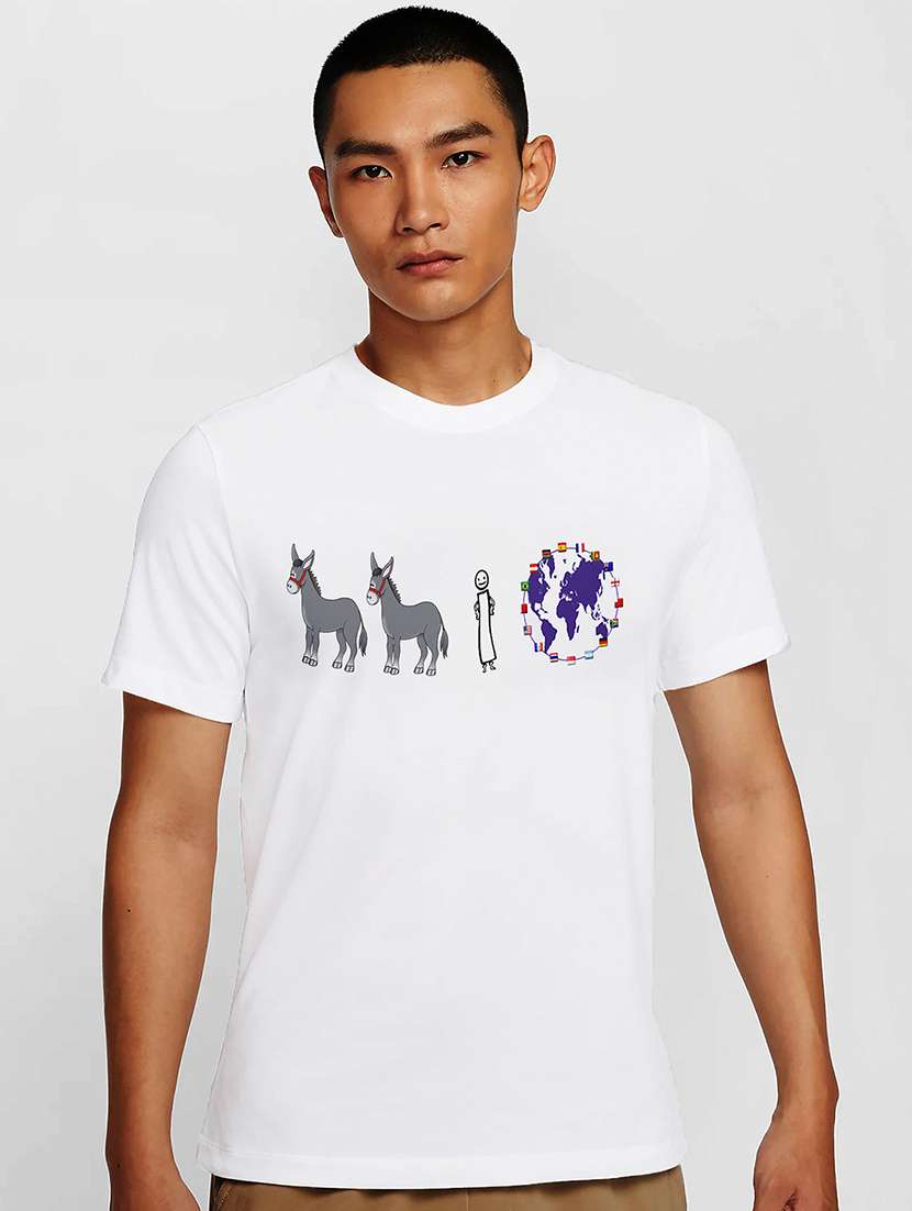 men white round neck regular fit t-shirt - 21841647 - Zoom Image - 0