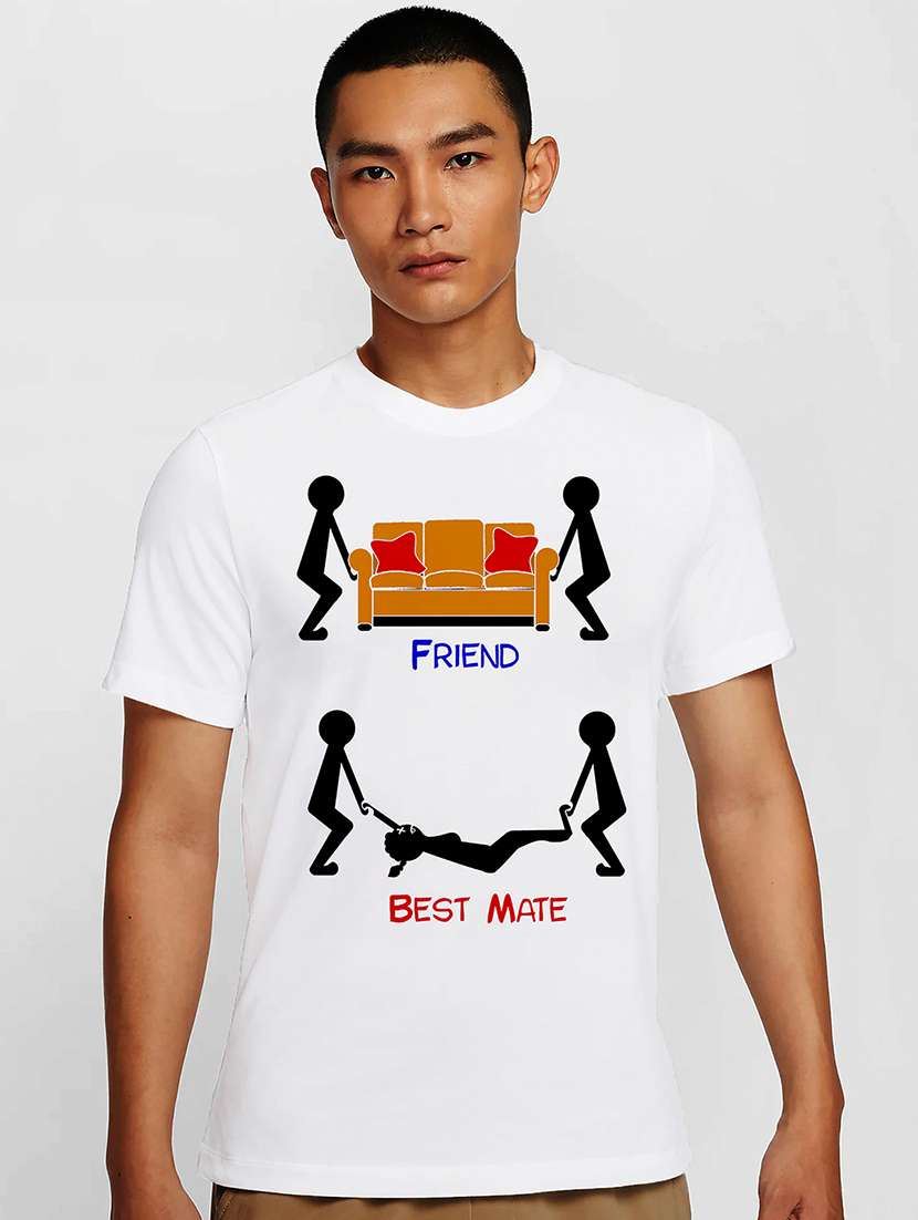 men white round neck regular fit t-shirt - 21841650 - Zoom Image - 0