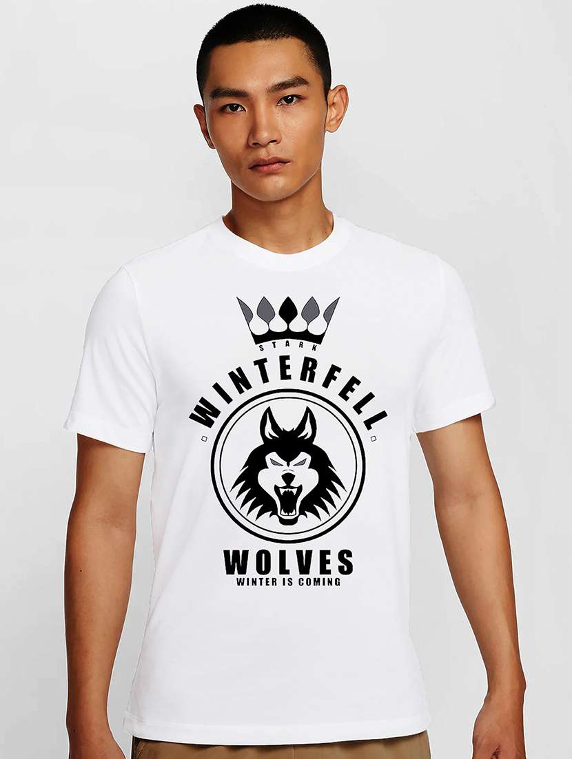 men white round neck regular fit t-shirt