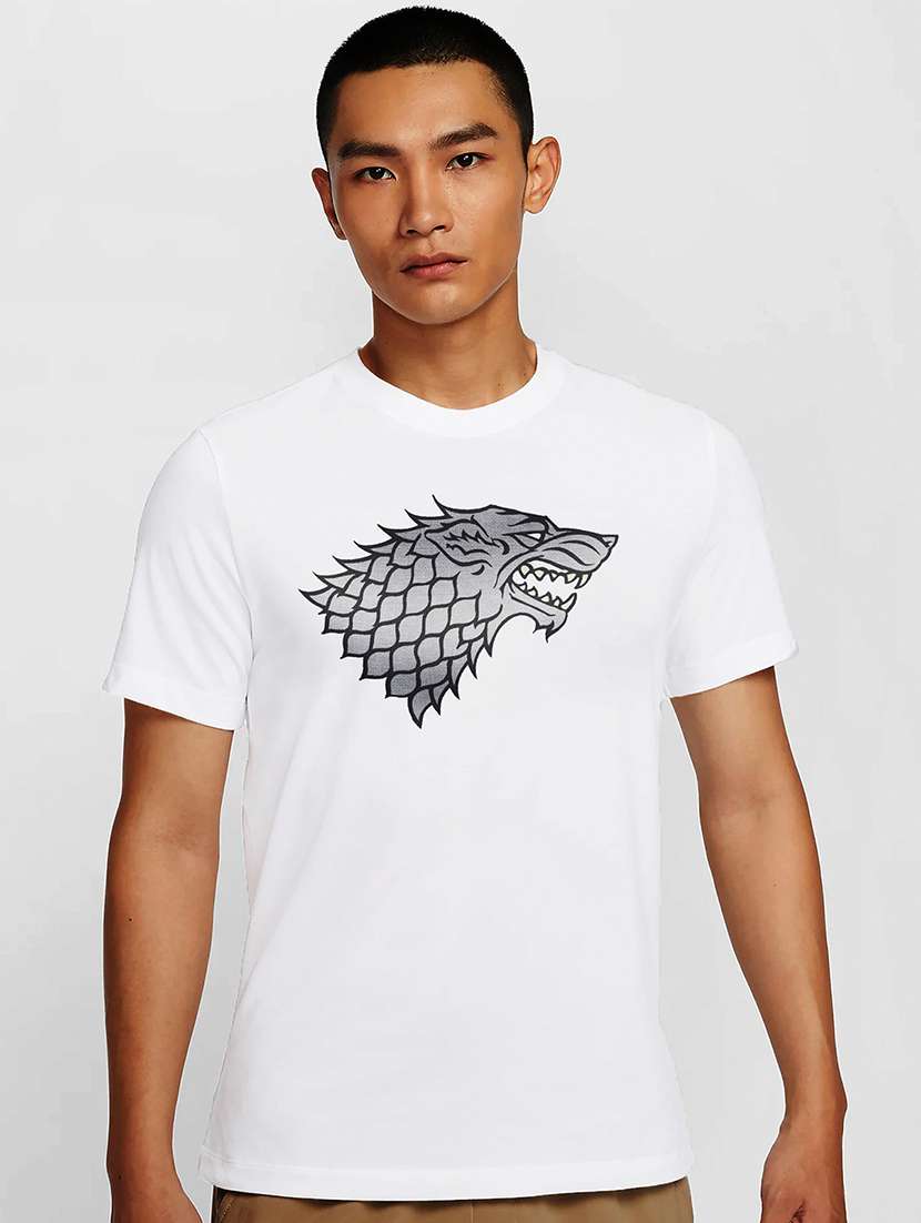 men white round neck regular fit t-shirt