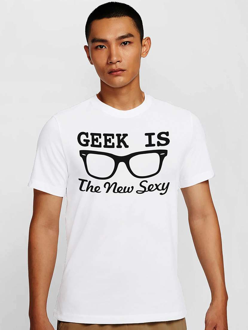 men white round neck regular fit t-shirt